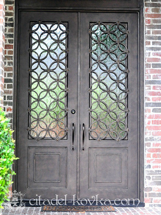 Двустворчатые кованые двери «Энигма» фотография 1