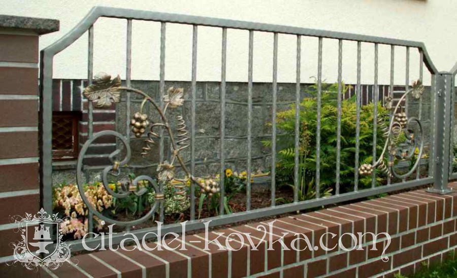 Простой кованый забор с виноградом фотография 1